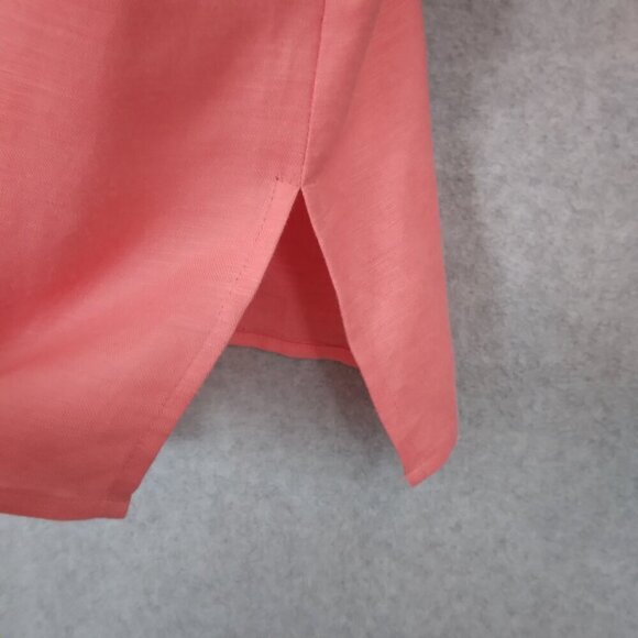 Bob Mackie 2 Pc Linen Embroidered Aztec Southwest Shirt with Tank Coral Size L - Picture 5 of 12